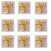 Vibrant Pink Tulips in Golden Vase シール (正面)