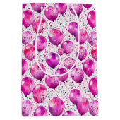 Vibrant Pink Watercolor Balloons and Confetti ミディアムペーパーバッグ (正面)