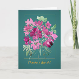 Vibrant Pink Watercolor Floral Thank You Card カード