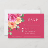 Vibrant Pink Watercolor Floral Wedding 出欠カード (正面)