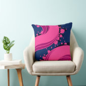 Vibrant Pink Waves on navy Blue Background クッション (椅子)