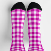 Vibrant Pink & White Gingham Pattern ソックス (上部)