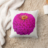 Vibrant Pink Zinnia Flower Throw PilloThrow Pillow クッション (ブランケット)
