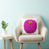 Vibrant Pink Zinnia Flower Throw PilloThrow Pillow クッション (椅子)