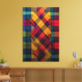 Vibrant Plaid Fusion & Modern Geometric Textile キャンバスプリント (インサイチュ (リビング))