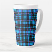 Vibrant Plaid Tartan Pattern Fabric カフェラテマグ (右アングル)