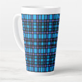 Vibrant Plaid Tartan Pattern Fabric カフェラテマグ (左アングル)