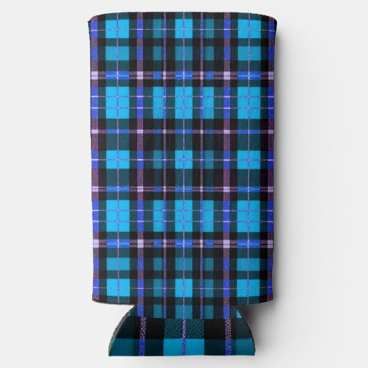 Vibrant Plaid Tartan Pattern Fabric スリム缶クーラー (裏面)