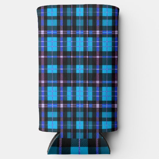 Vibrant Plaid Tartan Pattern Fabric スリム缶クーラー (正面)