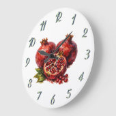 Vibrant Pomegranate Kitchen Gift Bold Red Aestheti ラージ壁時計 (傾斜)