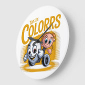 Vibrant Pop Art Cartoon Wall Clock ラージ壁時計 (傾斜)