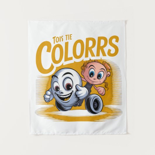 Vibrant Pop Art Cartoon Wall Tapestry タペストリー (正面)