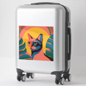 Vibrant Pop Art Cat Portrait シール (スーツケース)