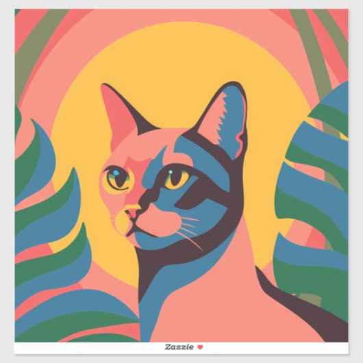 Vibrant Pop Art Cat Portrait シール (シート)