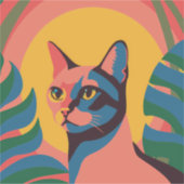 Vibrant Pop Art Cat Portrait シール (正面)