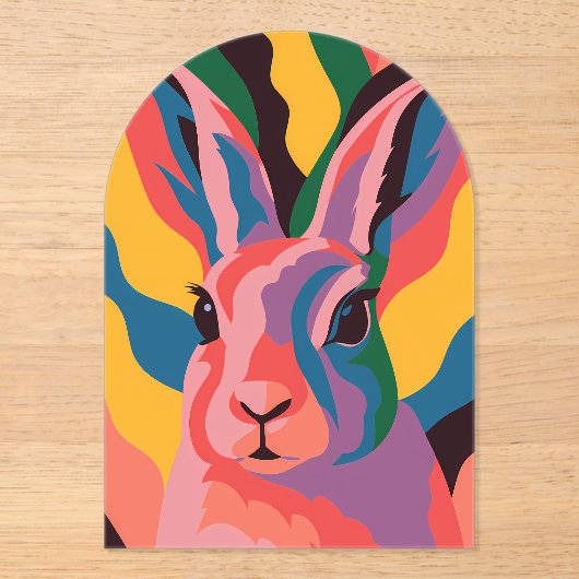 Vibrant Pop Art Cow Face Portrait アクリル招待状 (正面)