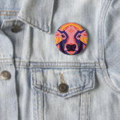 Vibrant Pop Art Cow Face Portrait 缶バッジ (インサイチュ)