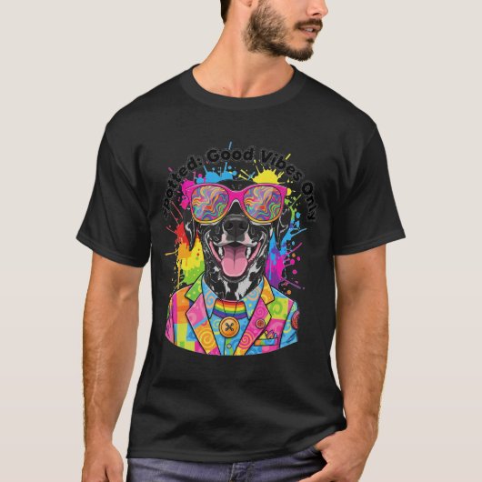 **Vibrant Pop-Art Dalmatian Dog with Rainbow Sungl Tシャツ (正面)