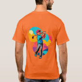Vibrant Pop-Art Golfer Swinging a Driver on Green Tシャツ (裏面)