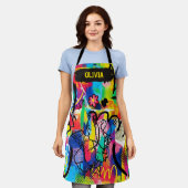 Vibrant Pop Art Graffiti Abstract Personalized エプロン (着用した状態)