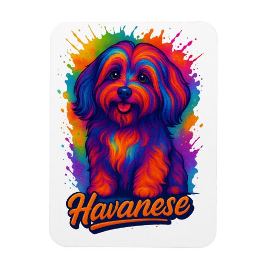 Vibrant Pop Art Havanese Dog – Colorful Street Art マグネット (縦)