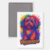 Vibrant Pop Art Havanese Dog – Colorful Street Art マグネット (正面/裏面)