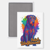 Vibrant Pop Art Irish Wolfhound Illustration マグネット (正面/裏面)