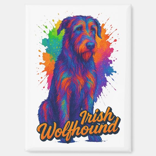 Vibrant Pop Art Irish Wolfhound Illustration マグネット (正面)