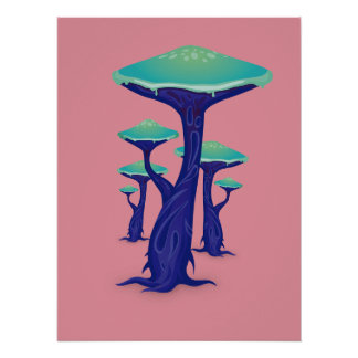 Vibrant Pop Art Mushrooms ポスター