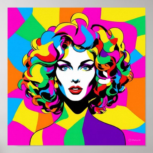 Vibrant Pop Art Portrait ポスター (正面)