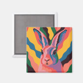 Vibrant Pop Art Rabbit Portrait Illustration マグネット (正面/裏面)