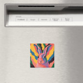 Vibrant Pop Art Rabbit Portrait Illustration マグネット (インサイチュ (食洗機))