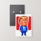 Vibrant Pop‑Art Trump Caricature 缶バッジ (正面/裏面)
