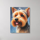 Vibrant Pop Pointillism Yorkshire Terrier Art キャンバスプリント (正面)