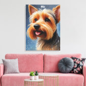Vibrant Pop Pointillism Yorkshire Terrier Art キャンバスプリント (インサイチュ (リビング))