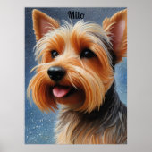 Vibrant Pop Pointillism Yorkshire Terrier Art ポスター (正面)