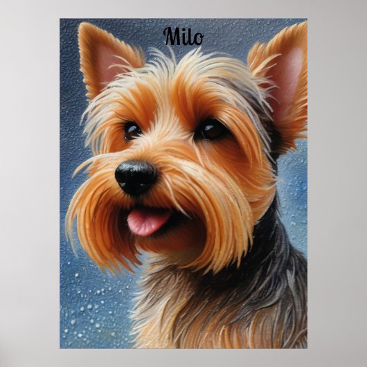 Vibrant Pop Pointillism Yorkshire Terrier Art ポスター (正面)