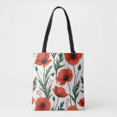 Vibrant Poppy Field | Bold Floral トートバッグ (正面)