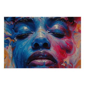 Vibrant portrait of woman with colorful carnival h ポスター
