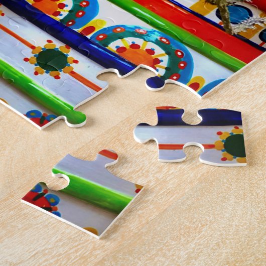 Vibrant Pottery on Rustic Taormina Staircase ジグソーパズル (側面)