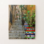 Vibrant Pottery on Rustic Taormina Staircase ジグソーパズル (縦)