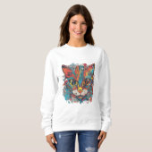 Vibrant Psychedelic Abstract Cat Art Sweatshirt スウェットシャツ (正面フル)