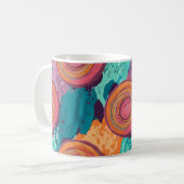 Vibrant Psychedelic Concentric Swirl Painterly Art コーヒーマグカップ (正面左)