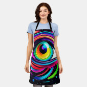 Vibrant Psychedelic Eye Art エプロン (着用した状態)