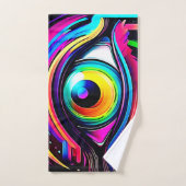 Vibrant Psychedelic Eye Art バスタオルセット (ハンドタオル)