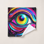 Vibrant Psychedelic Eye Art バスタオルセット (ウォッシュタオル)