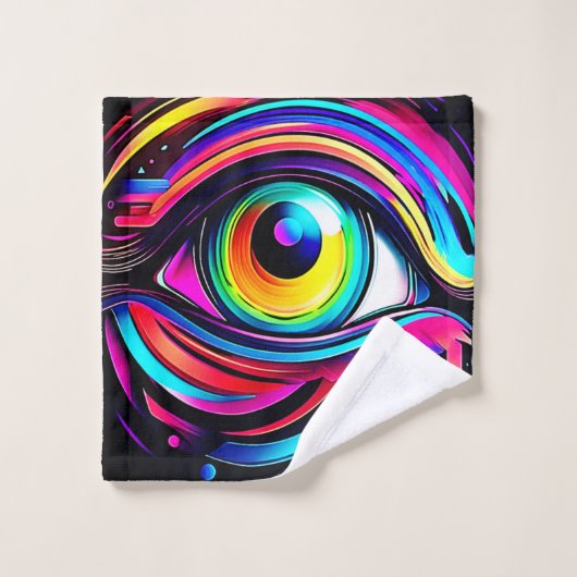 Vibrant Psychedelic Eye Art バスタオルセット (ウォッシュタオル)