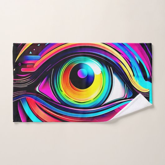 Vibrant Psychedelic Eye Art バスタオルセット (ハンドタオル)