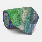 Vibrant Psychedelic Marble Flow in Green and Teal ネクタイ (ロール)