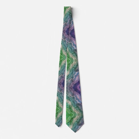 Vibrant Psychedelic Marble Flow in Green and Teal ネクタイ (裏面)